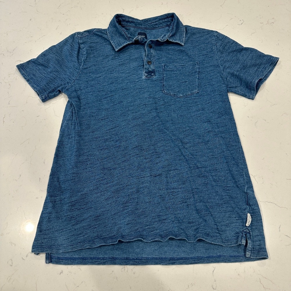 Gap Kids Boys XXL 14-16 Blue Slub Jersey Cotton Short Sleeve Polo Shirt Pocket